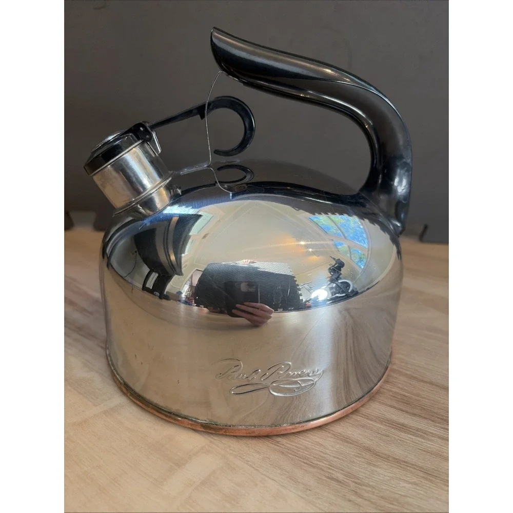 Vintage Paul Revere Ware Copper Bottom Whistling Tea Kettle 2 Quart F 96-C Korea
